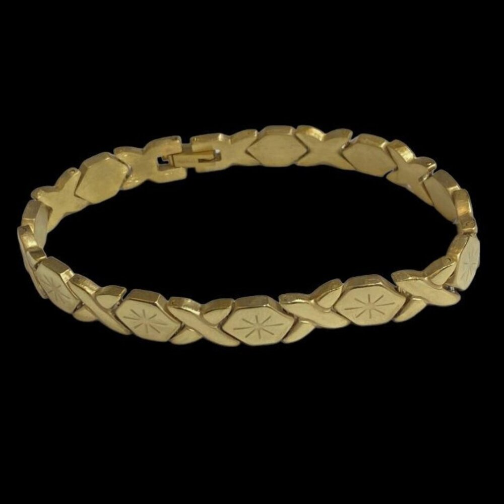 lady xoxo 14k gold overlay steel bracelet /fits wrist 7 1/2 inch